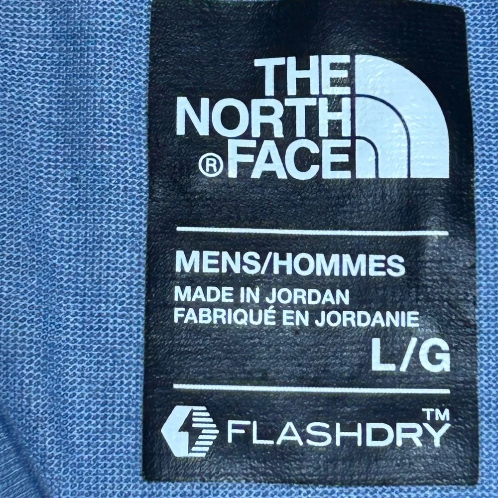 The North Face T-Shirt Mens L Blue Striped FlashDry Performance Gorpcore Hiking